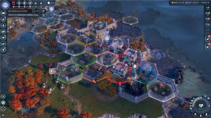 Cada setor com uma cor única em cada setor da cidade em endless legend 2